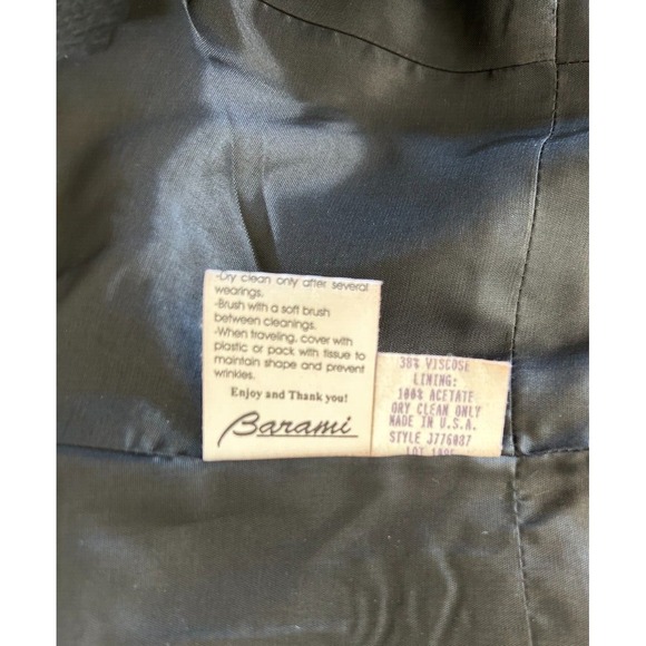 Vintage Barami Wool Blazer Peplum Button Removable Faux Fur Collar USA Black 4 - Picture 11 of 11